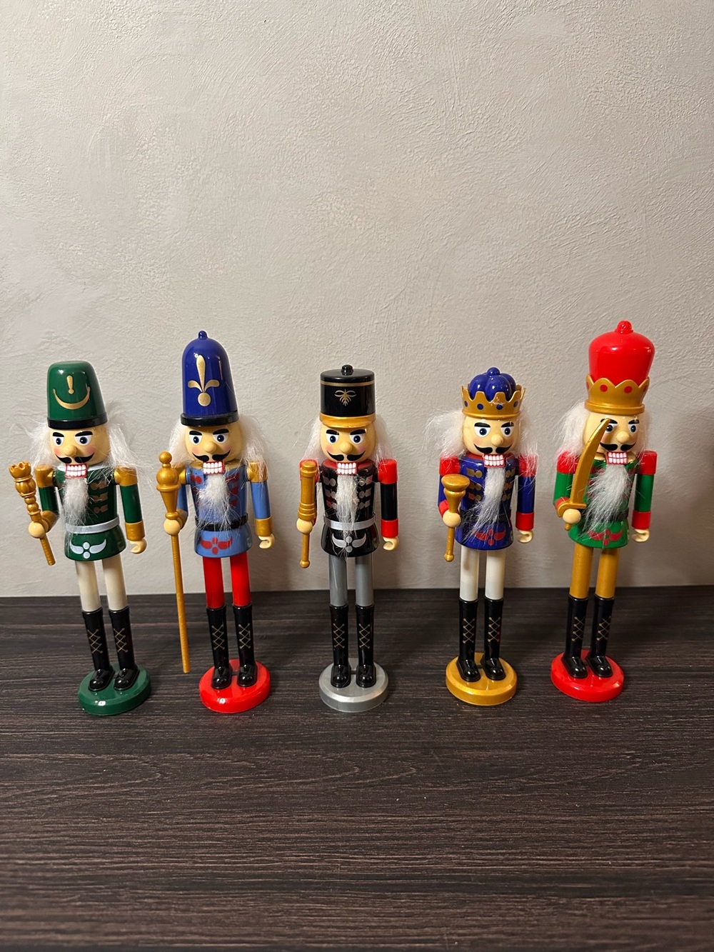 Set Of 5 Casse-Noisette Christmas Nutcracker Soldiers Decorations 8"to 9" Tall